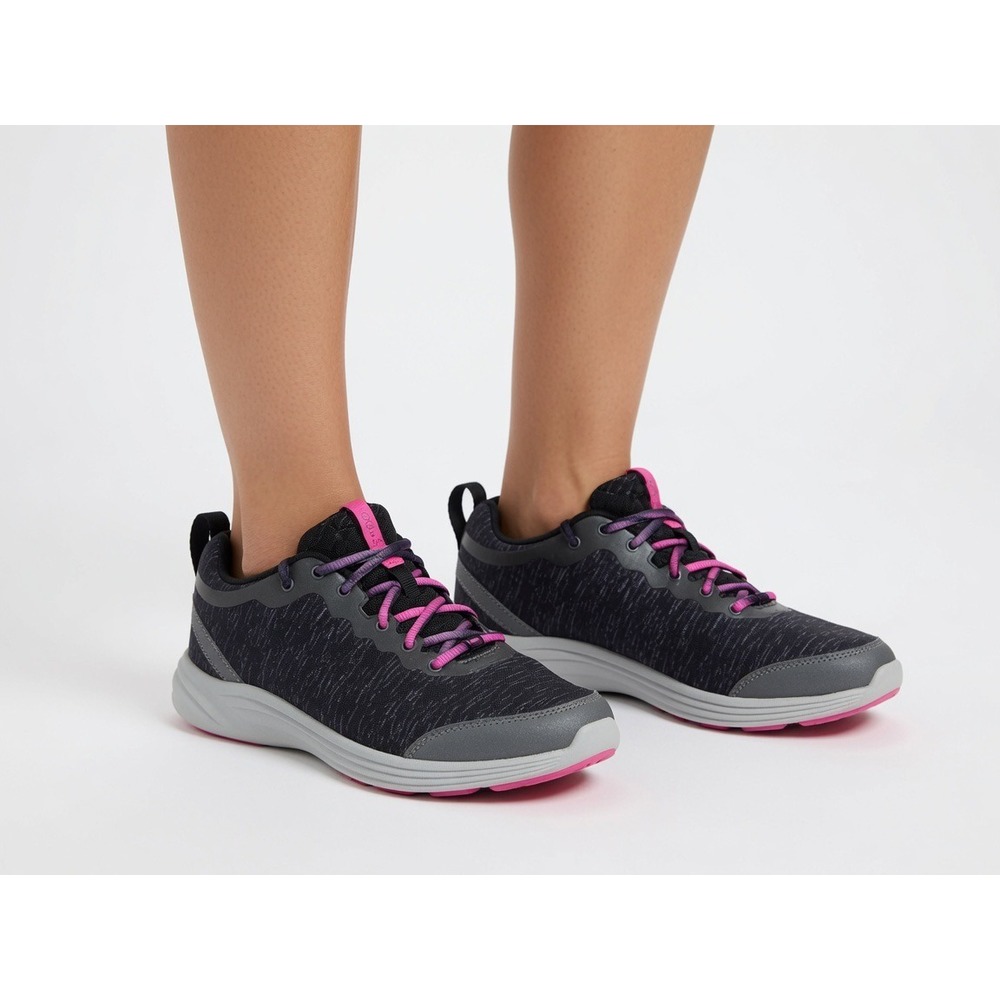 Vionic Agile Fyn Sneakers Size 9.5 Black Pink Mesh Orthotic Walking Shoes 335FYN